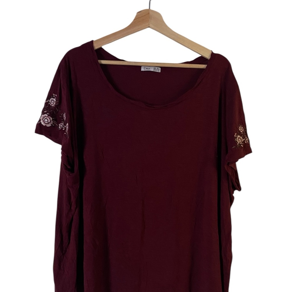 Dex Burgundy Blouse with Floral Embroidery